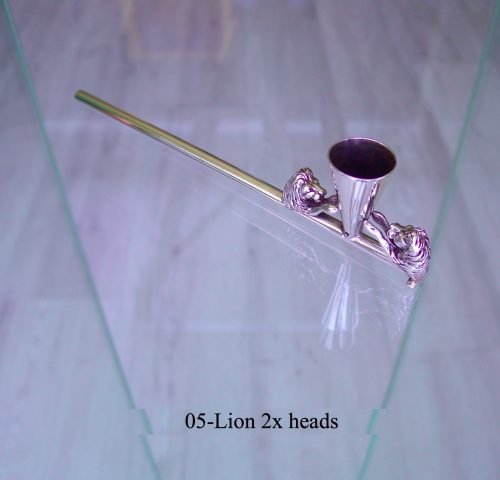 Silver weed pipe 05-Lion-2x-heads.