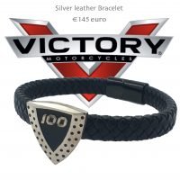 Victory Motorcycles Silver Leather Bracelet 100