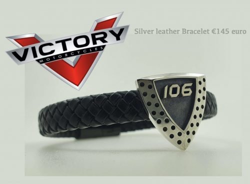 Victory Motorcycles Silver Leather Bracelet 106