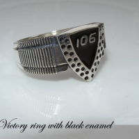 Victory Motorcycles 106 ring with black enamel.